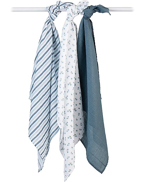 Lulujo Baby Set di 3 Copertine Swaddle 69 x 69 cm - Mirtilli - 100% mussola di cotone Swaddle di Mussola