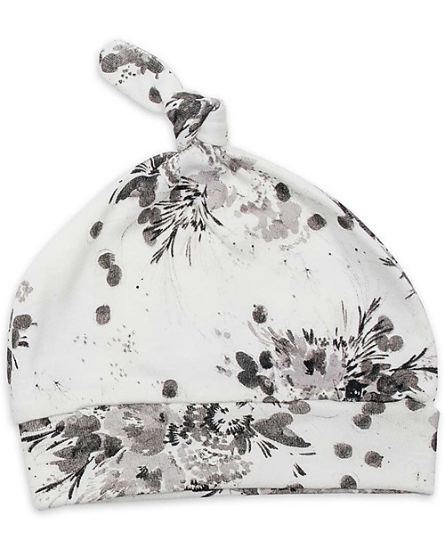 Lulujo Baby Set Hello World, Cappellino + Swaddle, Black Floral, 120 x 120 cm - Bambù Swaddle di Mussola