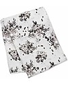 Lulujo Baby Set Hello World, Cappellino + Swaddle, Black Floral, 120 x 120 cm - Bambù Swaddle di Mussola