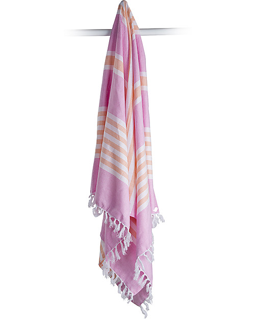Lulujo Baby Turkish Towel, Asciugamano 100 x 150 cm, Rosa-Albicocca - 100% cotone Accappatoi e Asciugamani