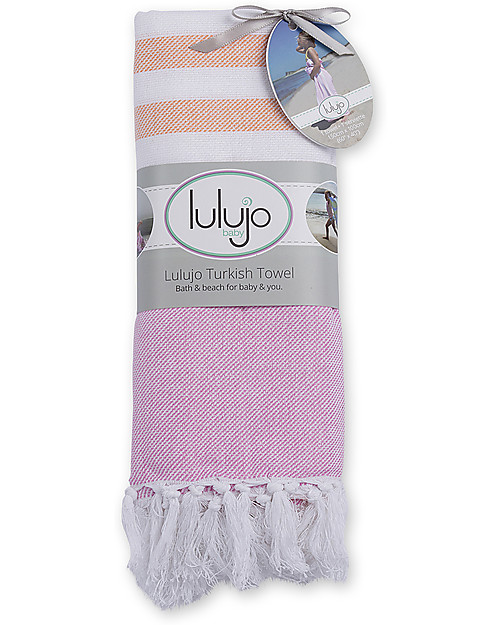 Lulujo Baby Turkish Towel, Asciugamano 100 x 150 cm, Rosa-Albicocca - 100% cotone Accappatoi e Asciugamani