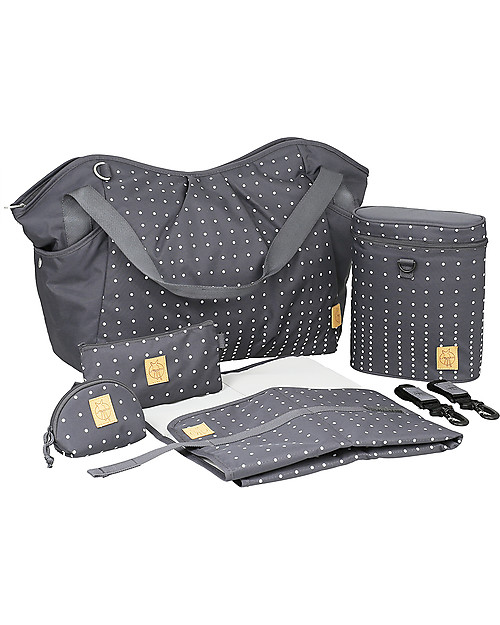 Lässig Borsa Cambio Gemellare, Pois+Ebano - Super-accessoriata, 100% riciclata Borse Cambio