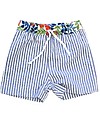 Maghi e Maci Firenze Costume a Pantaloncino, Righe/Fiori - 100% Cotone, Fatto a Mano Boxer Mare