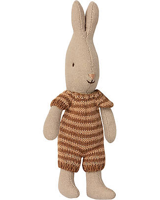 Maileg Coniglietto - Altezza 16 cm - Tutina a Righe Ambra Pupazzi