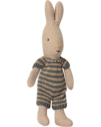 Maileg Coniglietto - Altezza 16 cm - Tutina a Righe Blu Pupazzi