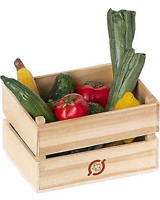 Maileg Mini Cassetta con Frutta e Verdura - 7 cm - Dipinta a Mano! Accessori Bambole