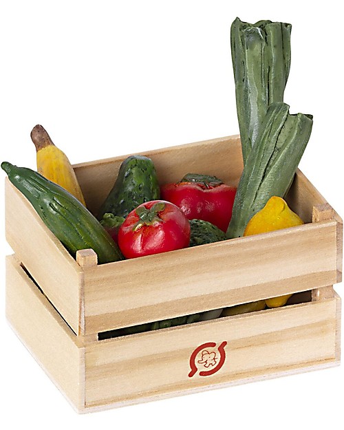 Maileg Mini Cassetta con Frutta e Verdura - 7 cm - Dipinta a Mano! Pupazzi