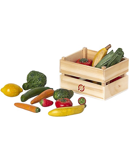 Maileg Mini Cassetta con Frutta e Verdura - 7 cm - Dipinta a Mano! Pupazzi