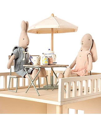 Maileg Mini Set da Giardino - Tavolo con Panca e Sedia - 9 cm Giochi per Inventare Storie
