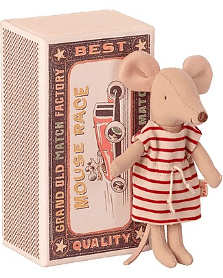 Maileg Mini Topina Sorella Maggiore in Scatola di Fiammiferi - 13 cm Peluche