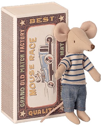 Maileg Mini Topino Fratello Maggiore in Scatola di Fiammiferi - 13 cm Peluche