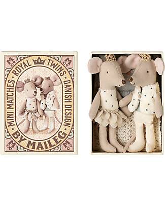 Maileg Royal Twin Mice - Sister and Brother in Box - Height 11 cm Puppets
