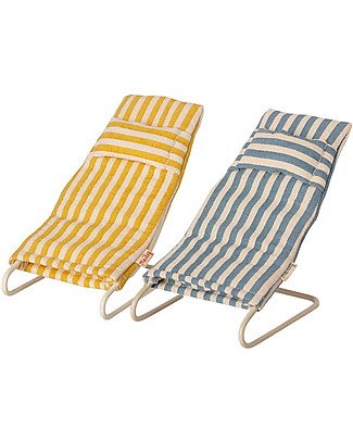Maileg Set 2 Sdraio - Righe Giallo e Blu - per Topini - 5 cm Pupazzi
