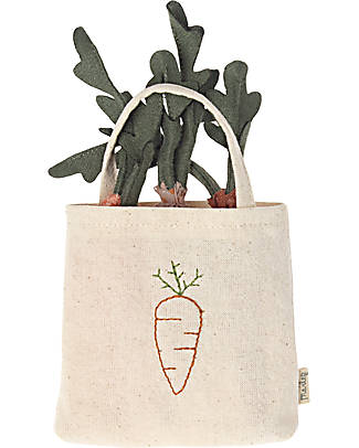 Maileg Set 3 Carote con Mini Shopping Bag Ricamata - 14x8 cm Giochi per Inventare Storie