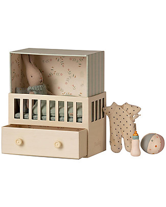Maileg Set Baby Room e Mini Coniglietto - Azzurri - Stanza 15 cm Giochi per Inventare Storie