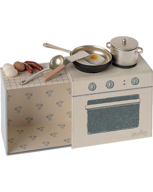 Maileg Set Cucina - 8 cm - per Casa dei Topini Maileg - Utensili Uova e Salsicce 
 Pupazzi