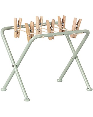 Maileg Stendino Giocattolo con Mollette - Legno e Metallo - 10 cm Accessori Bambole
