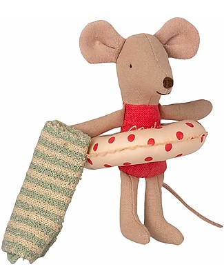 Maileg Topi da Spiaggia - Sorellina - con Cabine de Plage - Altezza 11 cm Peluche