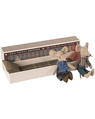 Maileg Topini Nonno e Nonna in Scatola di Fiammiferi - 17 cm Peluche