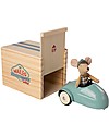 Maileg Topino con Macchina Vintage Blu e Garage - 10 cm Pupazzi