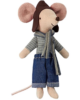 Maileg Topino Pilota, in Tutina da Corsa - 13 cm Peluche