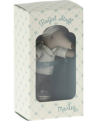 Maileg Topo Chef con Pentola e Cucchiaio - 9cm - Design Vintage e Nostalgico! Peluche