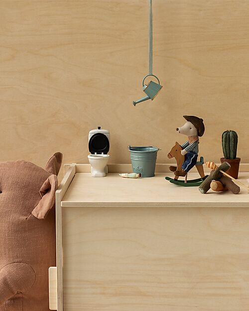 Maileg Topo Cowboy sul Cavallo a Dondolo - Fratellino - Altezza 11 cm Pupazzi