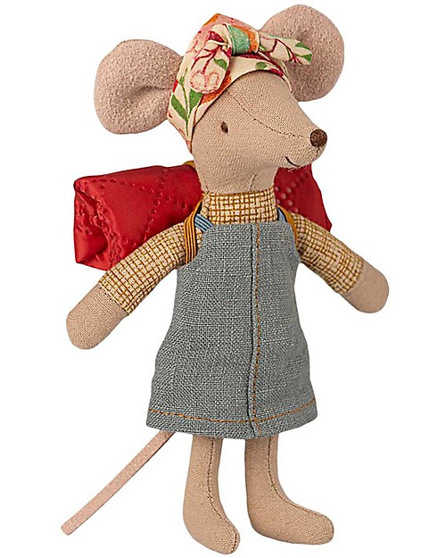 Maileg Topo da Escursione - Sorella Maggiore - con Sacco a Pelo - Altezza 12 cm Pupazzi