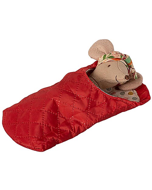 Maileg Topo da Escursione - Sorella Maggiore - con Sacco a Pelo - Altezza 12 cm Pupazzi