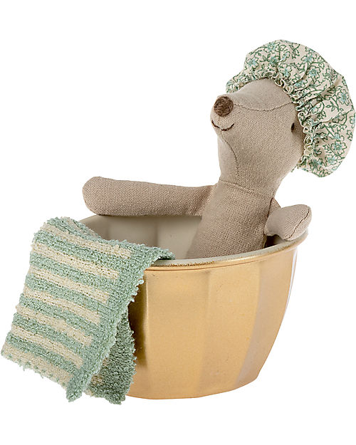 Maileg Topo del Benessere - Sorella Maggiore - con Vasca da Bagno - Altezza 12 cm Pupazzi