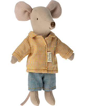 Maileg Topo Fratello Maggiore in Scatola di Fiammiferi - 13cm - Design Vintage e Nostalgico! Peluche