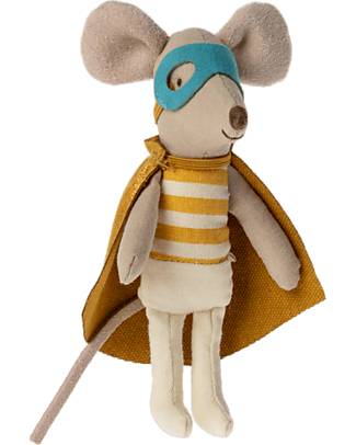 Maileg Topo Supereroe - Fratellino in Scatola di Fiammiferi - Altezza 11 cm Peluche