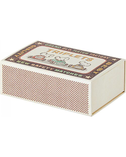 Maileg Tre Gemelli Topolini nella Scatola di Fammiferi - 8 cm Pupazzi