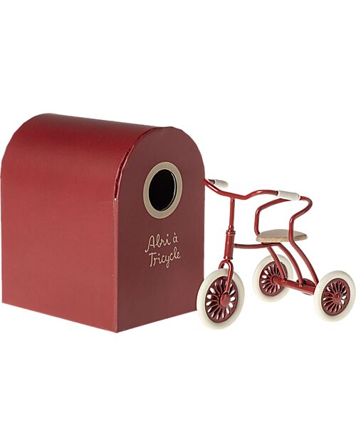 Maileg Triciclo per Topi  - Rosso - 9 cm - con Scatola per Garage Pupazzi