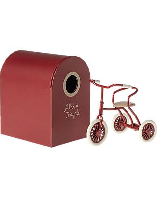 Maileg Triciclo per Topi - Rosso - 9 cm - con Scatola per Garage Pupazzi