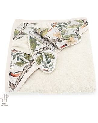 Makaszka Asciugamano con Cappuccio 90x125 cm - Ornithology - 100% Bambù Oeko-tex Accappatoi e Asciugamani