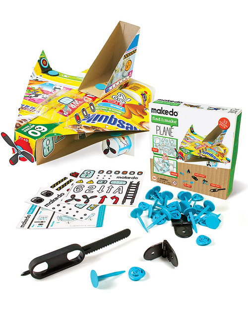 MakeDo Set di Costruzione Aereo - Plane (Strumenti riutilizzabili ad alto potenziale creativo!) Kit Fai Da Te
