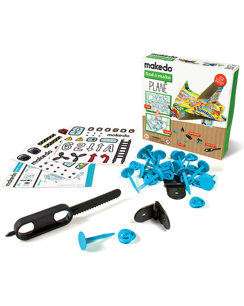 MakeDo Set di Costruzione Aereo - Plane (Strumenti riutilizzabili ad alto potenziale creativo!) Kit Fai Da Te