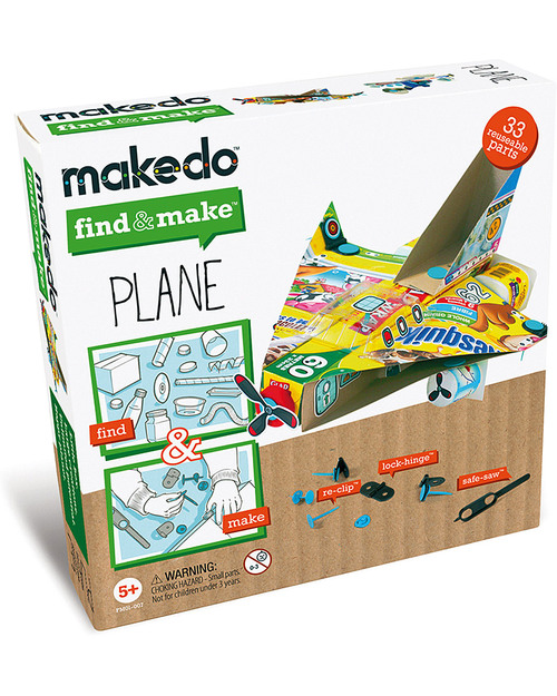 MakeDo Set di Costruzione Aereo - Plane (Strumenti riutilizzabili ad alto potenziale creativo!) Kit Fai Da Te