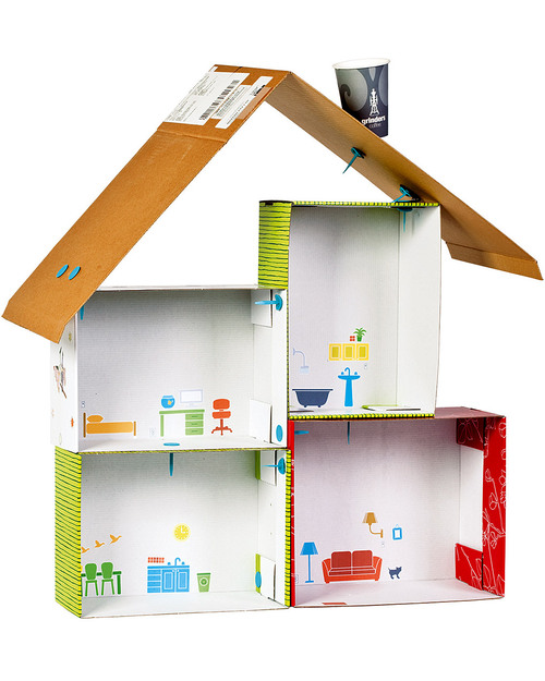 MakeDo Set di Costruzione Casa delle Bambole - Dollhouse (Strumenti riutilizzabili ad alto potenziale creativo!) Kit Fai Da Te