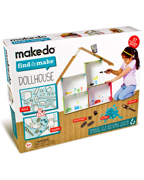 MakeDo Set di Costruzione Casa delle Bambole - Dollhouse (Strumenti riutilizzabili ad alto potenziale creativo!) Kit Fai Da Te