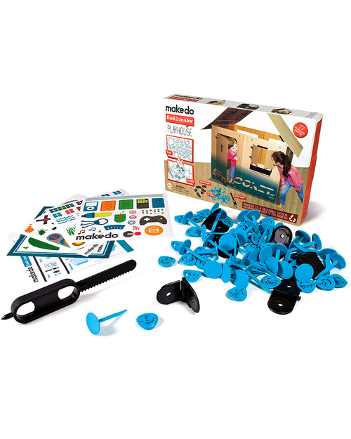 MakeDo Set di Costruzione Casetta per Bambini - Playhouse (Strumenti riutilizzabili ad alto potenziale creativo!) Kit Fai Da Te