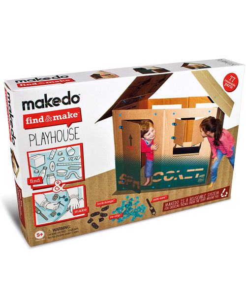 MakeDo Set di Costruzione Casetta per Bambini - Playhouse (Strumenti riutilizzabili ad alto potenziale creativo!) Kit Fai Da Te