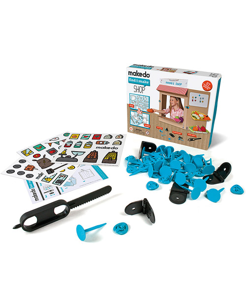 MakeDo Set di Costruzione Negozio - Shop (Strumenti riutilizzabili ad alto potenziale creativo!) Kit Fai Da Te