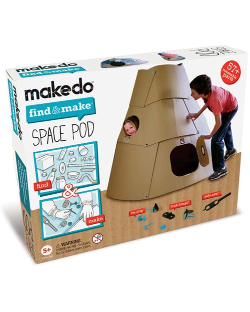 MakeDo Set di Costruzione Space Pod (Strumenti riutilizzabili ad alto potenziale creativo!) Kit Fai Da Te