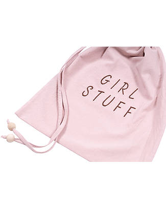 Malomi Kids Borsa a Sacca con Ricamo - Girl Stuff - Dusty Pink - 100% Cotone Borse da Viaggio