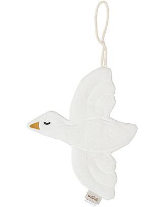 Malomi Kids Portaciuccio Uccellino - Ecru - 100% Cotone - Anche come Decorazione! Ciucci