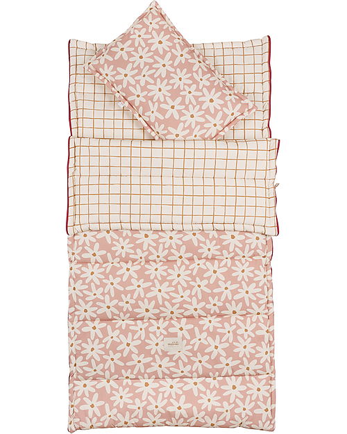 Malomi Kids Sacco a Pelo con Cuscino - Blush Daises - 100% Cotone Oeko-Tex - dai 2 ai 10 Anni Sacchi Nanna
