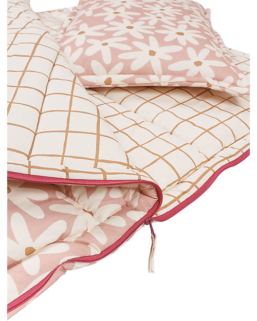 Malomi Kids Sacco a Pelo con Cuscino - Blush Daises - 100% Cotone Oeko-Tex - dai 2 ai 10 Anni Sacchi Nanna