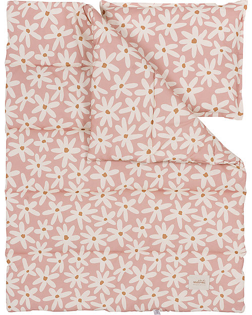 Malomi Kids Set Letto Cuscino e Trapunta XL - Blush Daises - 100% Cotone - 120x160cm Set Copripiumino